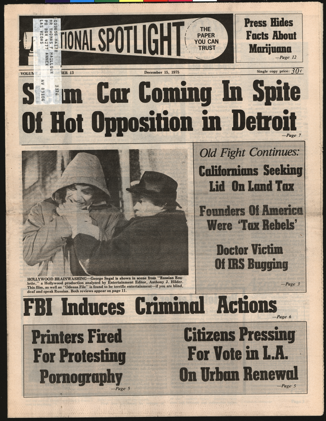 Richard Smith Newspaper Article, December 15, 1975