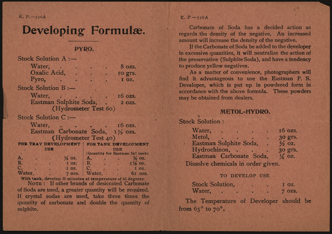 Kodak Dry Plate Instructions with Stanley Dry Plate Trade Mark