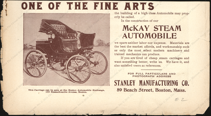 Stanley Manufacturing Company, Horseless Age Magazine Advertisement, Unknown Month, 1902