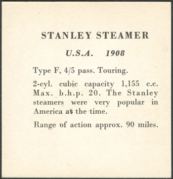 Stanley Steam Car Card