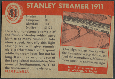 Stanley Steam Car Card