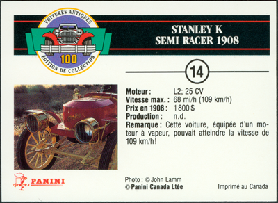 Stanley Steam Car Card