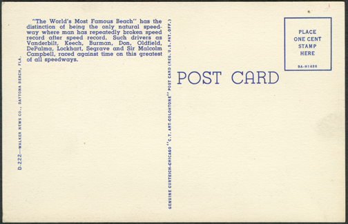 Ormond Beach Linen Post Card ca: 1930s