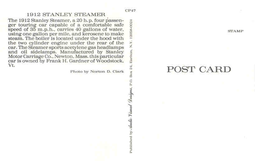 Kelly Williams Stanley Steam Car Card Collection On Loan