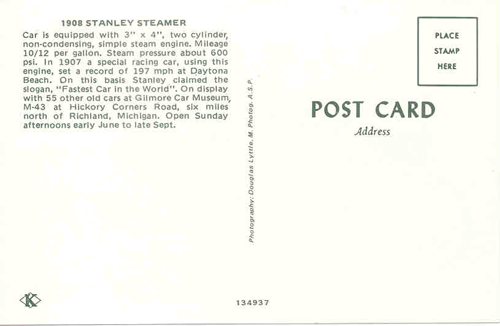 Kelly Williams Stanley Steam Car Cards on Loan