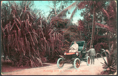 Motoring with a Stanley in Jamaica Postcard