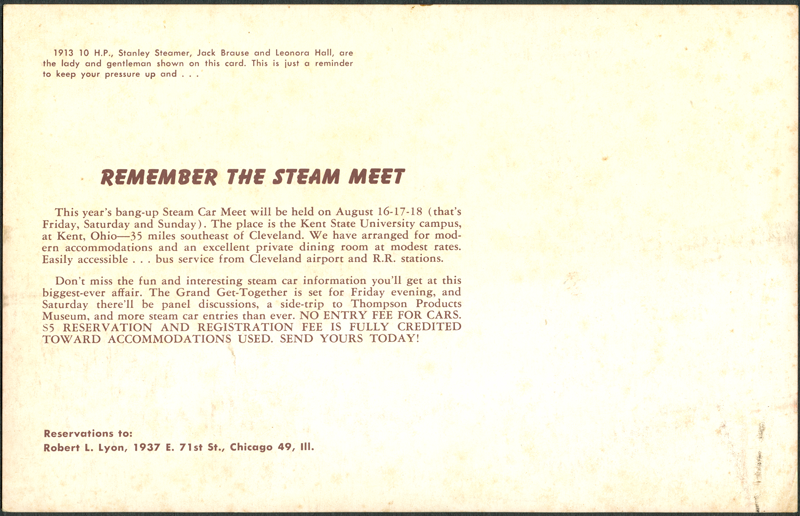 Steam Automobile Club of America Cards Robert Lyon