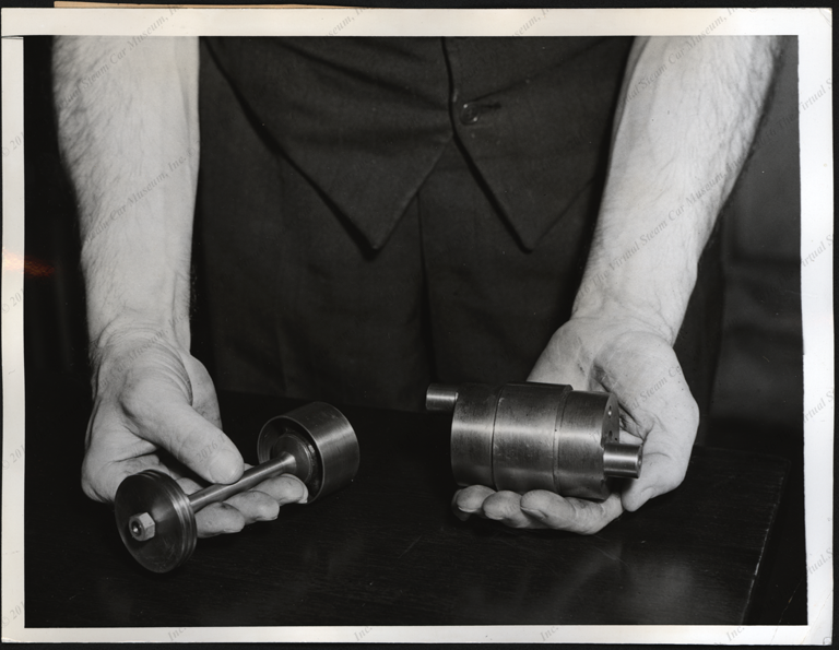 Steam Motors, Inc. Press Photograph, June 1, 1938, Piston and crosshead crankshaft, Front