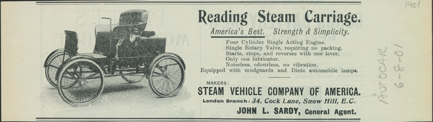 Reading Steam Carriage, Steam Vehicle Company of America, The Autocar, June 8, 1901