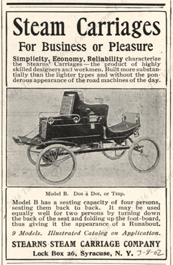 Stearns Steam Carriage Company, Harpers Weekly, March 8, 1902, page 319