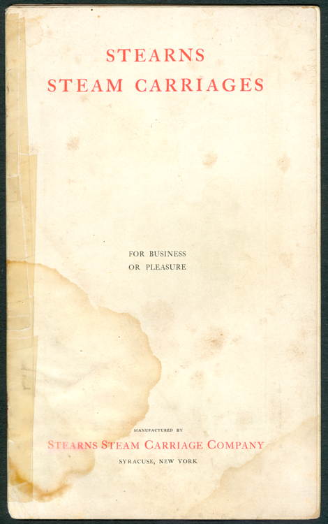Stearns Steam Carriage Company  Trade Catalogue, 1903