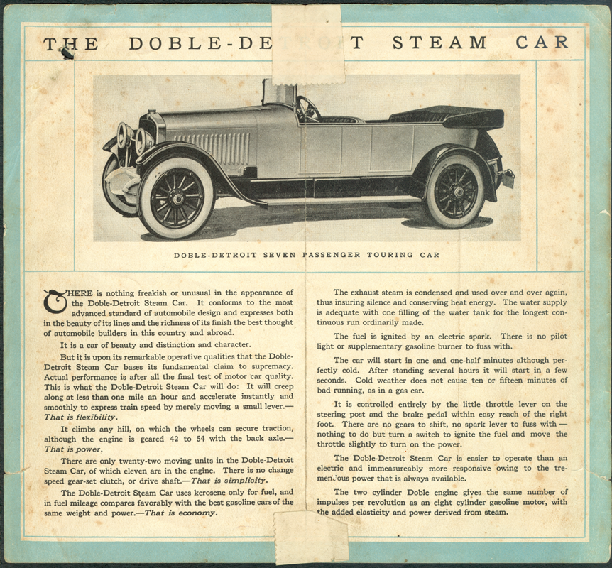 Doble-Detroit Correspondence and Brochure