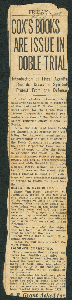 Doble Trial Articles February 5, 1926