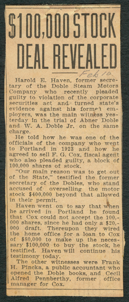 Doble Trial Articles February 10, 1926