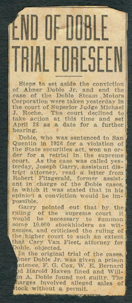Doble Trial Articles February 15, 1926