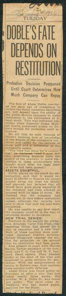 Doble Trial Articles March 2, 1926