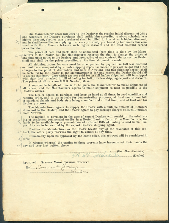 Stewart's 1920 Contract with Stanley