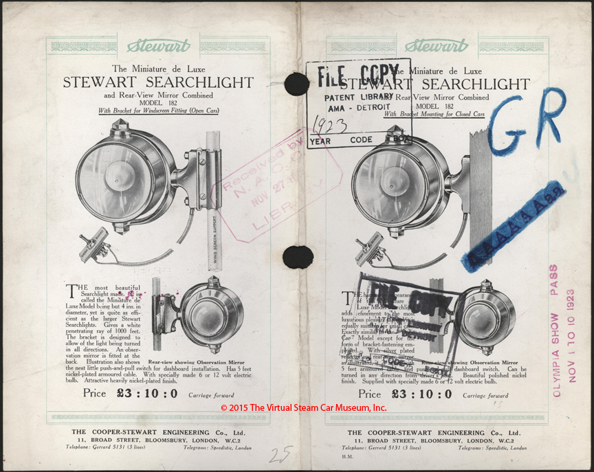 Cooper-Stewart Engineering Company, Ltd., November 10, 1923, Searchlight Borchure, Front