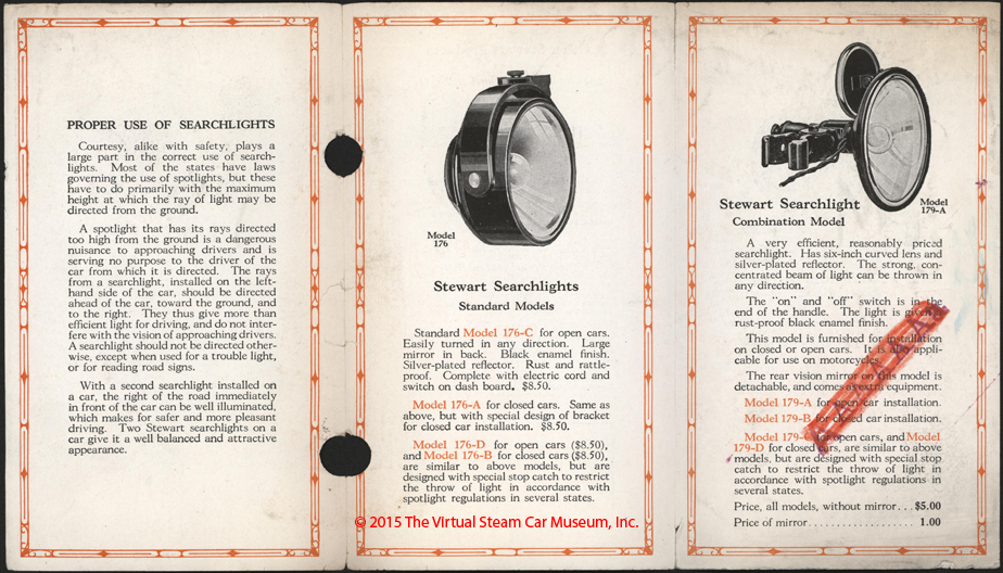 Stewart-Warner Speedometer Corporation, December 23, 1922, Searchlight Brochure, inside