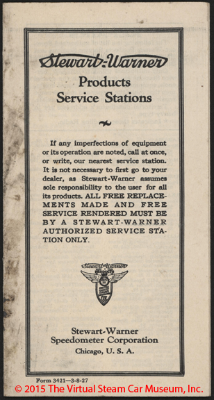 Stewart_Warner Speedometer Corporation, Service Stations, March 8, 1927