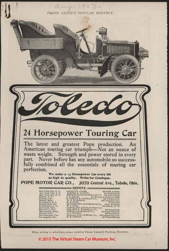 Toledo Gasolene Car, Pope Motor Car Company, August 1903, Leslie's Magazine