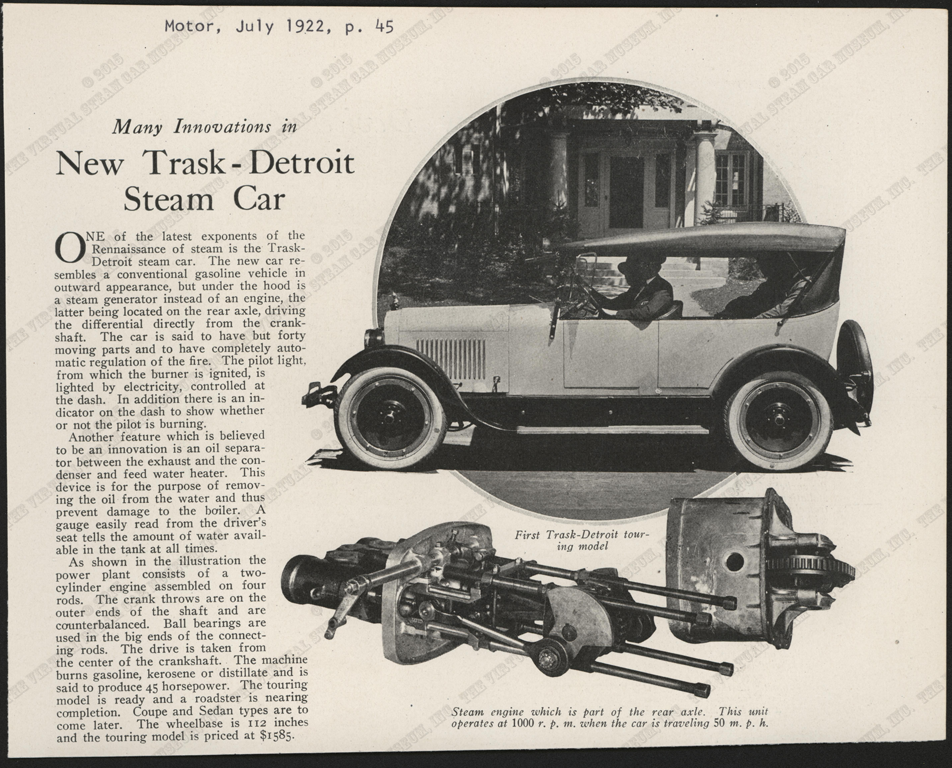 Trask Detroit Steamer Detroit Steam Motor Corporation