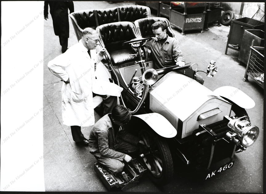 urner-Miesse Steam Car, Press Photograph, September 22, 1965, Restoration at Turner Manufacturing Company, Ltd, Wolverhampton, Front