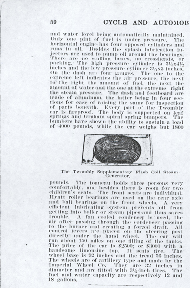 Twombly Motor Carriaage Company, February 1904, Cycle and Automobile Trade Journal article, p. 59. Conde Collection