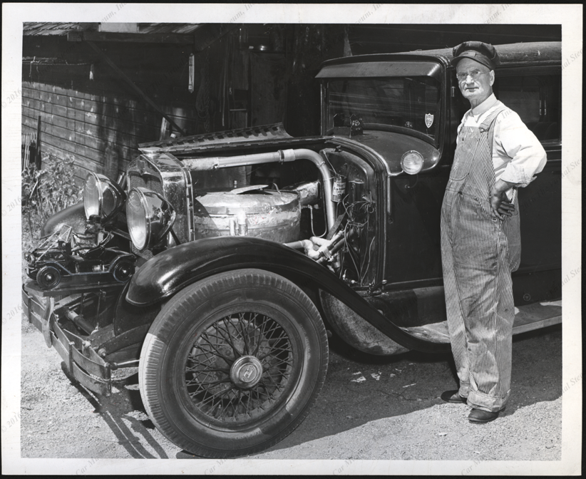 George Edward Underwood Steam Car, 1951, Converted 1928 Hupmobile, 1951 Press Photograph Front