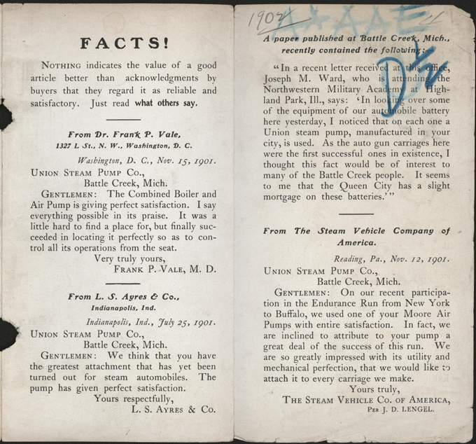 Union Steam Pump Company, Battle Creek, MI, 1901 Trade Catalogue Brochure, P. 2-3