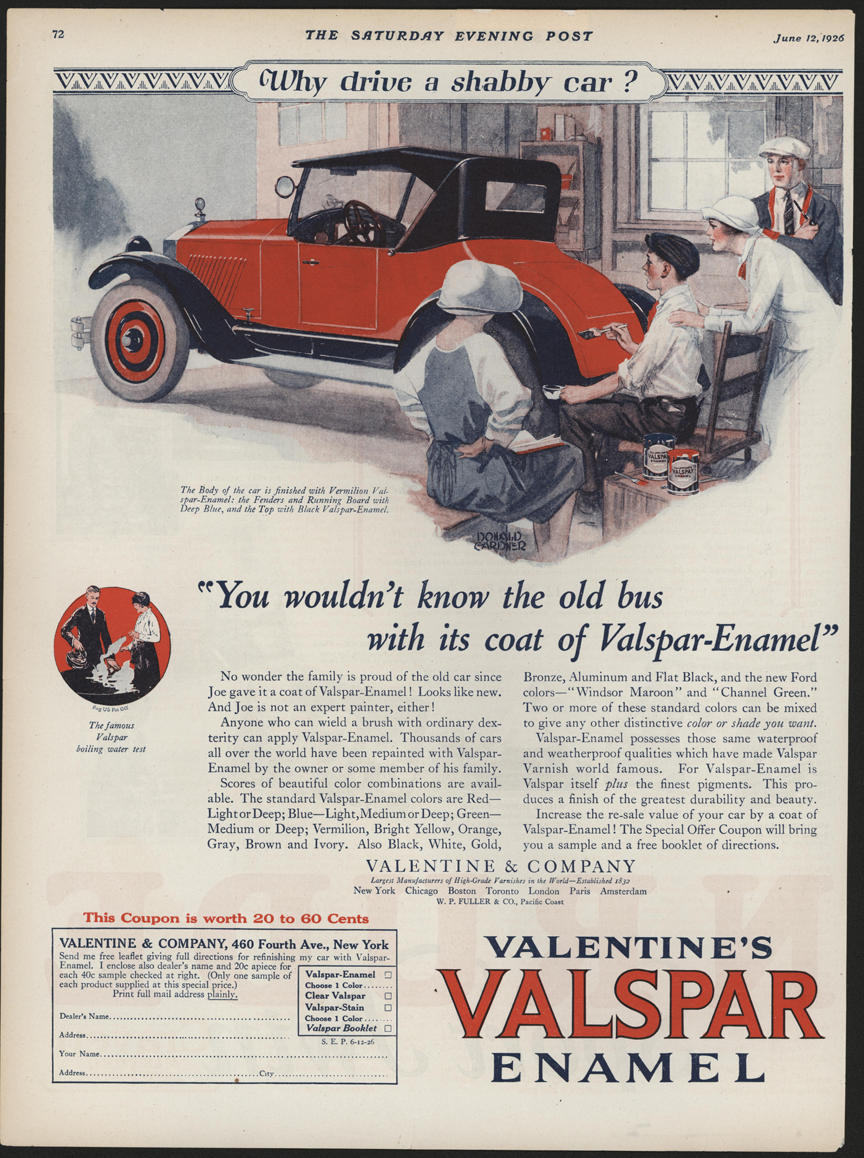 Valentine & Company 1926 Magazine Advertisement, Valspar
