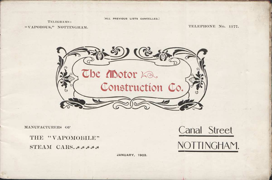 The Motor Construction Company, Nottingham, England, 1903, Trade Catalogue, Hayley Library