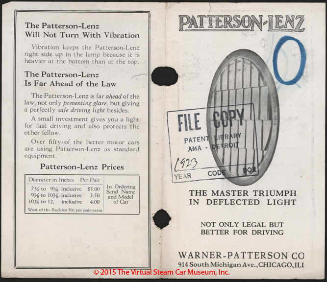 Warner-Patterson Company, Patterson Lenz, 1923 Advertising Brochure