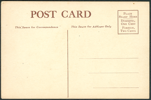 White Steam Car, Taft Inauguration Postcard, March 4, 1909 , Reverse