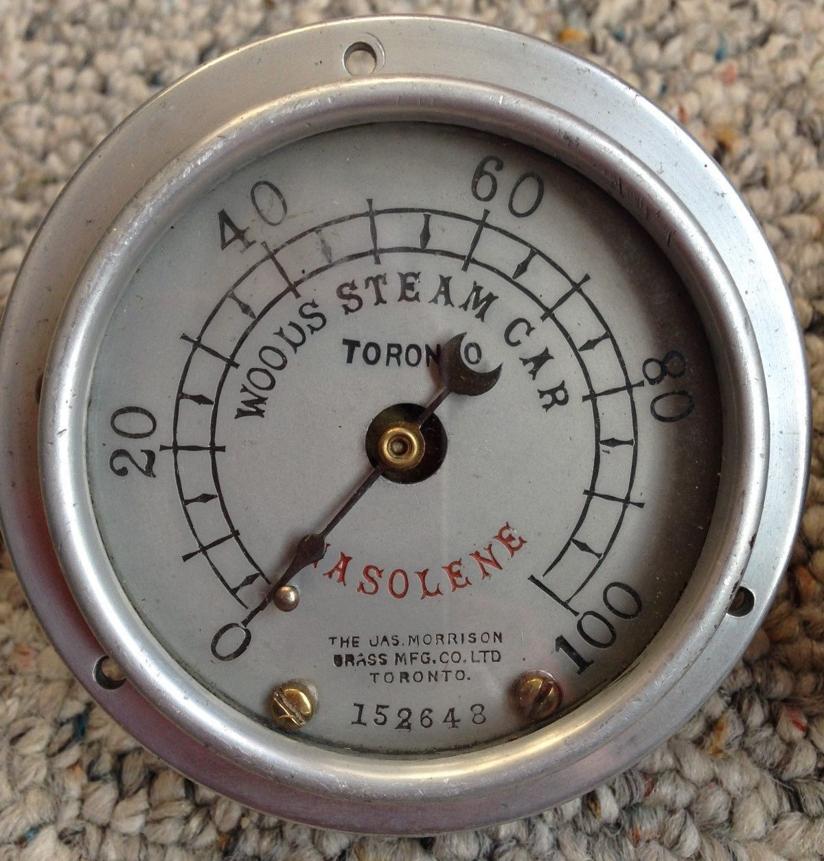 Woods Steam Car Gauge, Toronto Canada