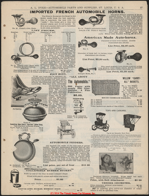 A. L. Dyke Catalogue No. 7, 1902, Steam Car Accessories